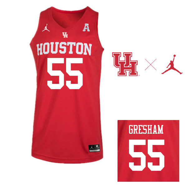 Jordan Brand Men #55 Brison Gresham Houston Cougars College Basketball Jerseys Sale-Red